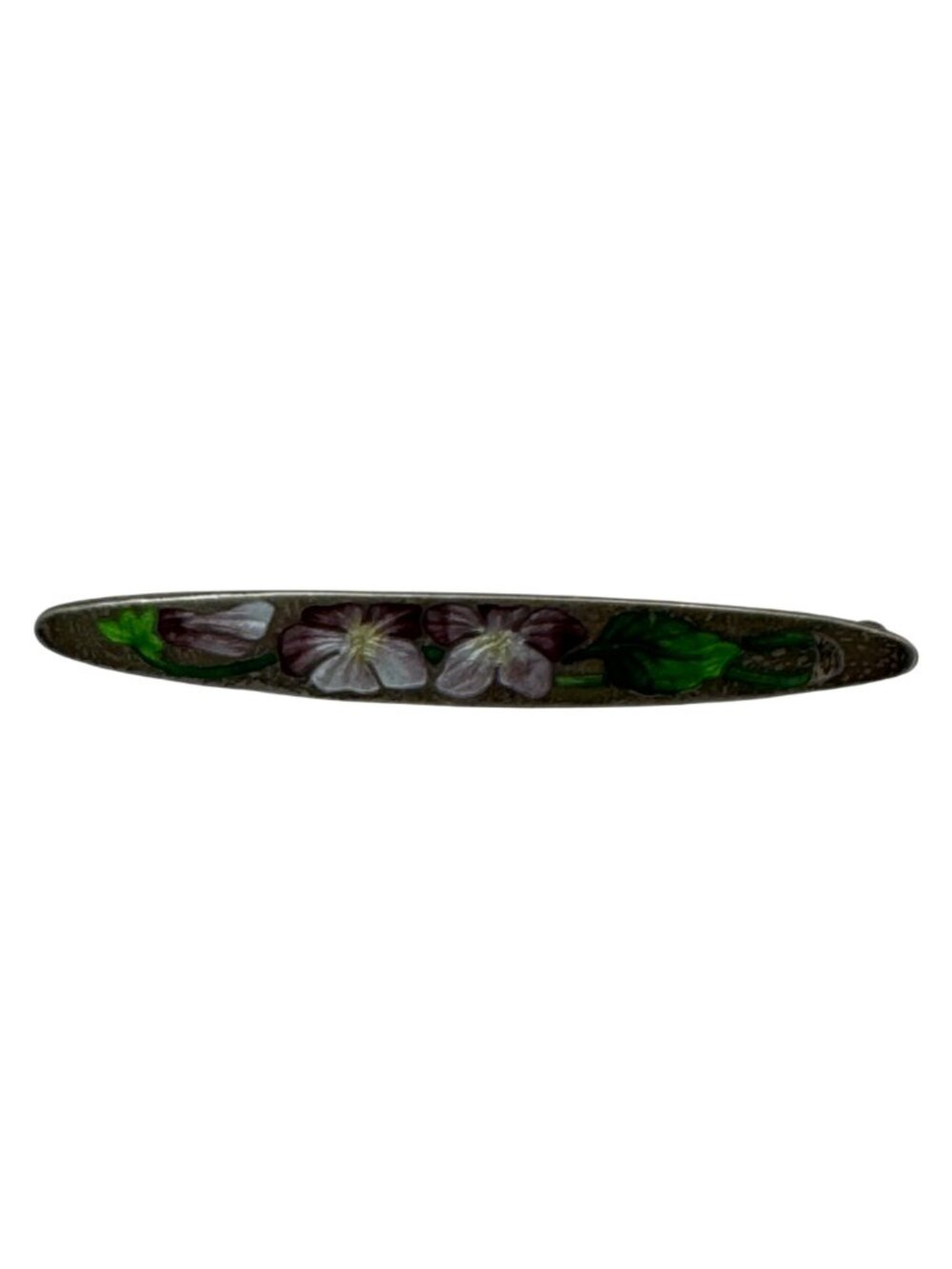 Vintage Sterling Silver Floral Brooch With Hand-Painted Enamel Flowers & Leaves - Picture 8 of 10